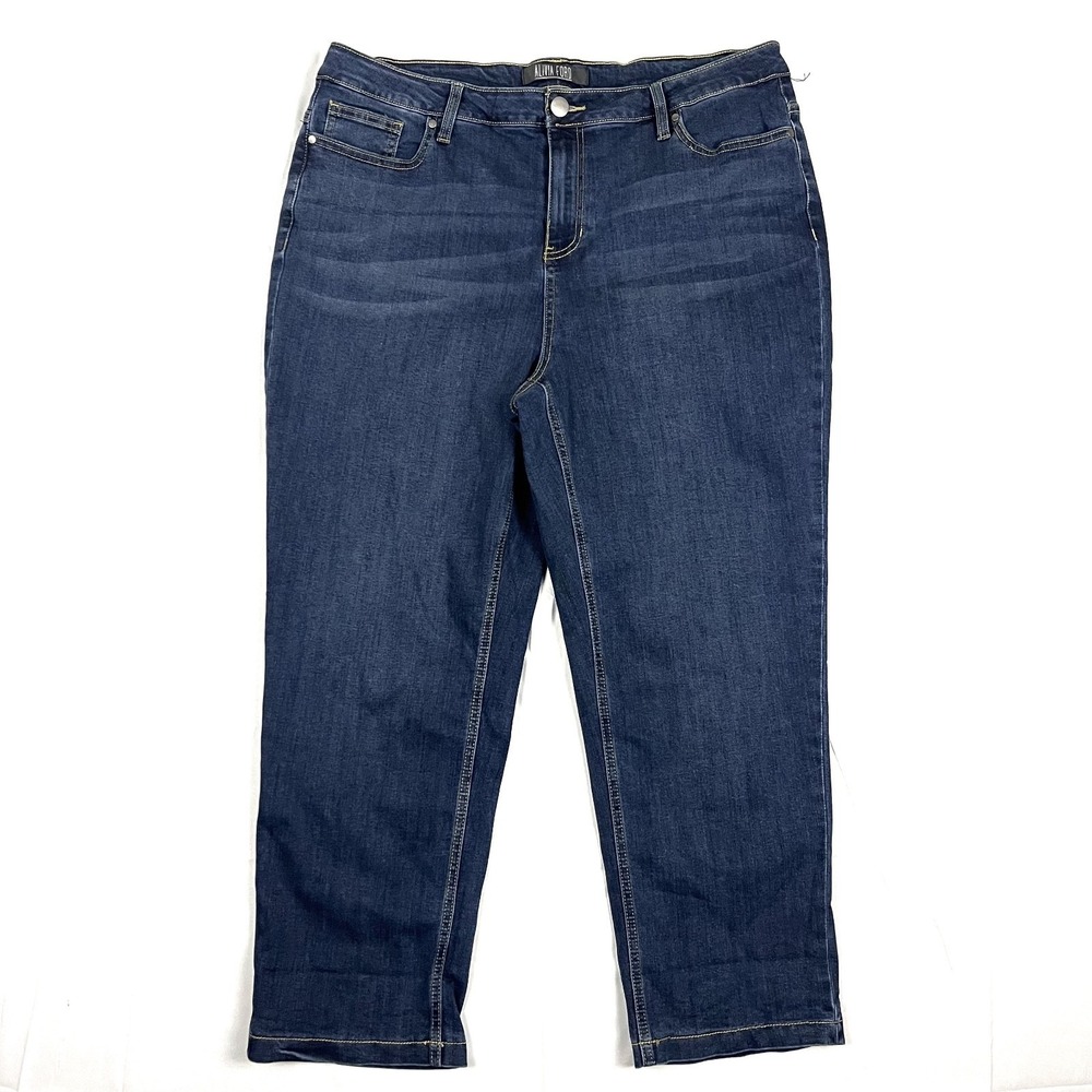 Alivia Ford Jeans Womens 18W Dark Wash Stretch Straight Leg Crop Ankle High Rise